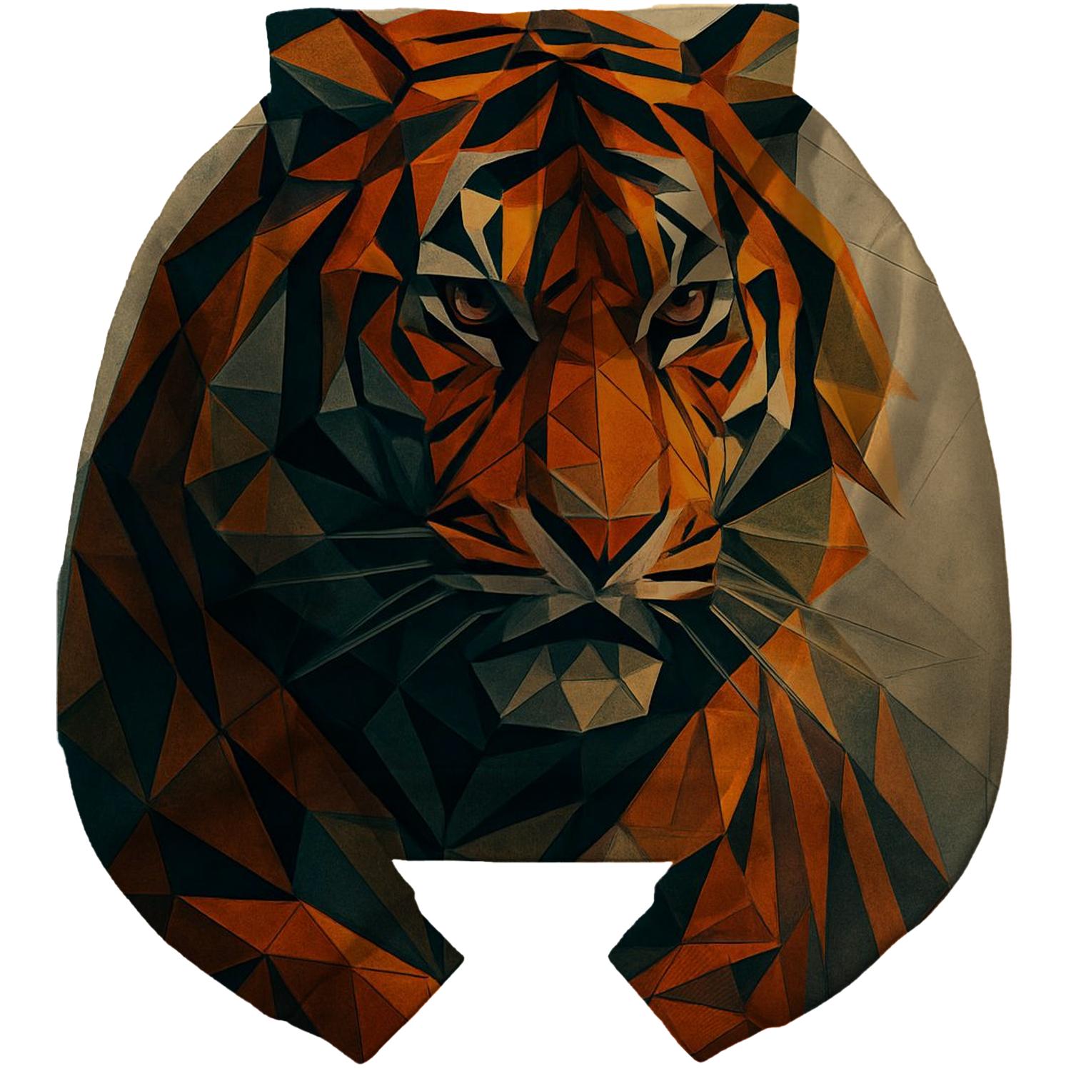 Abstract Geometric Tiger Cropped Hoodie