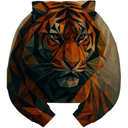 Abstract Geometric Tiger Cropped Hoodie
