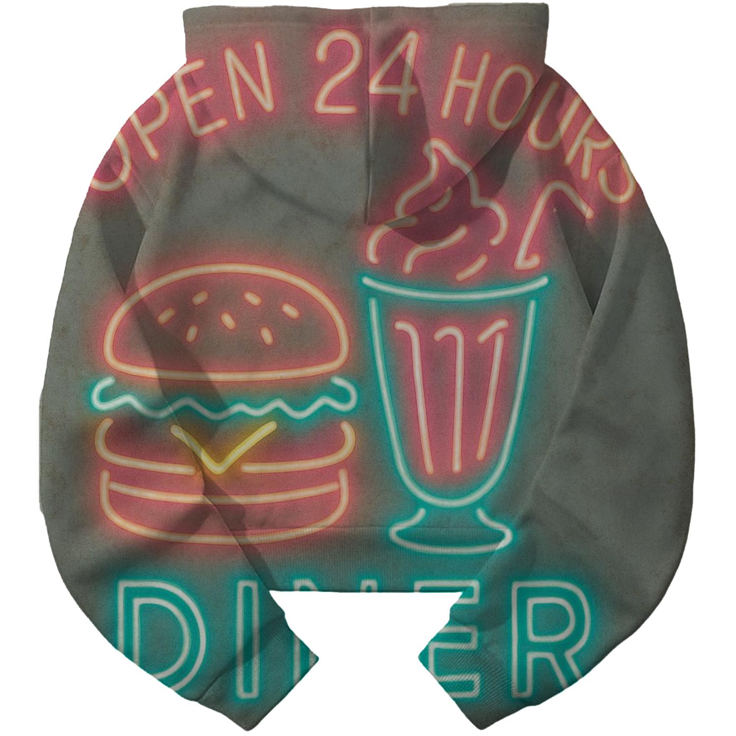 Vintage Diner Neon Sign Hoodie