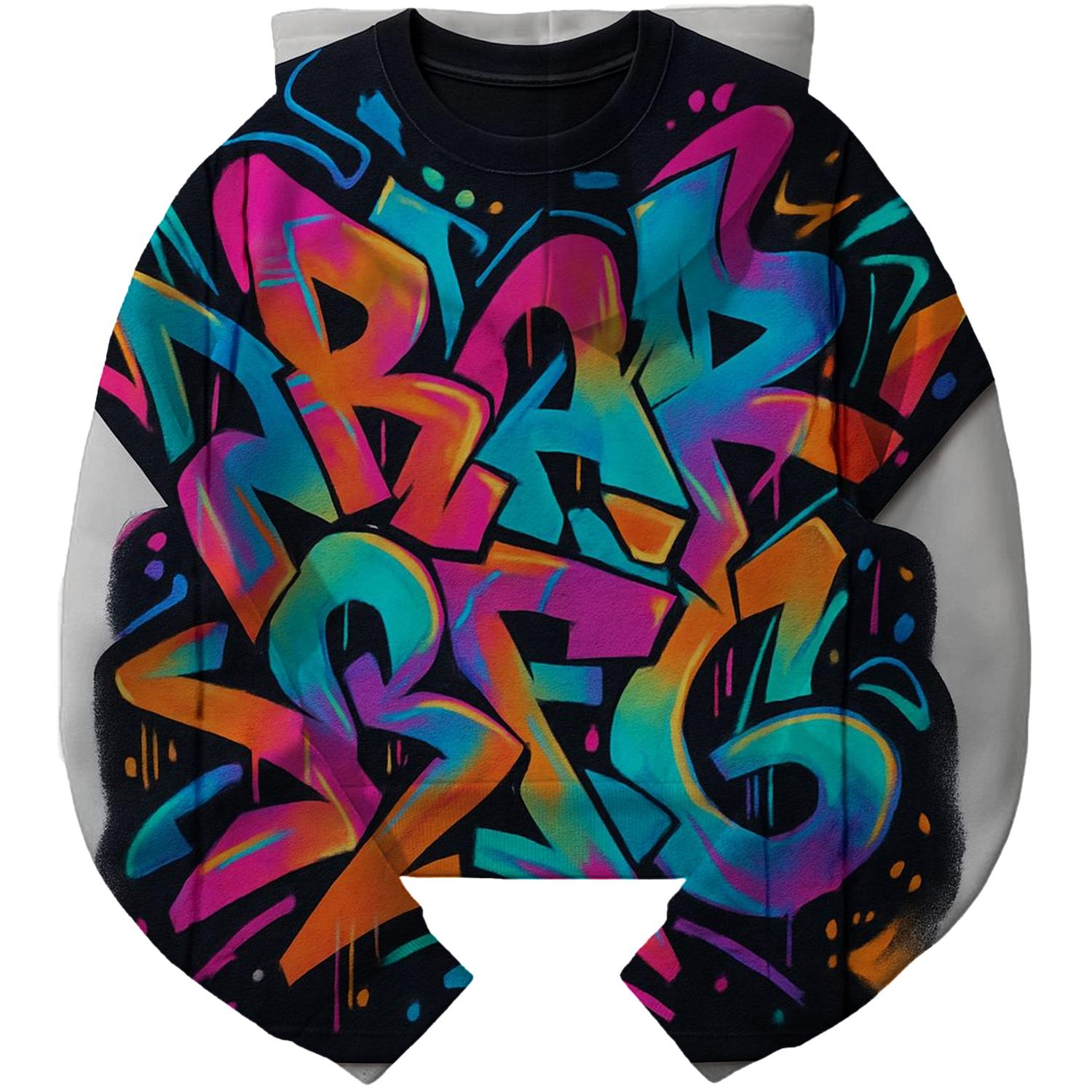 Neon Graffiti Vibes Cropped Hoodie