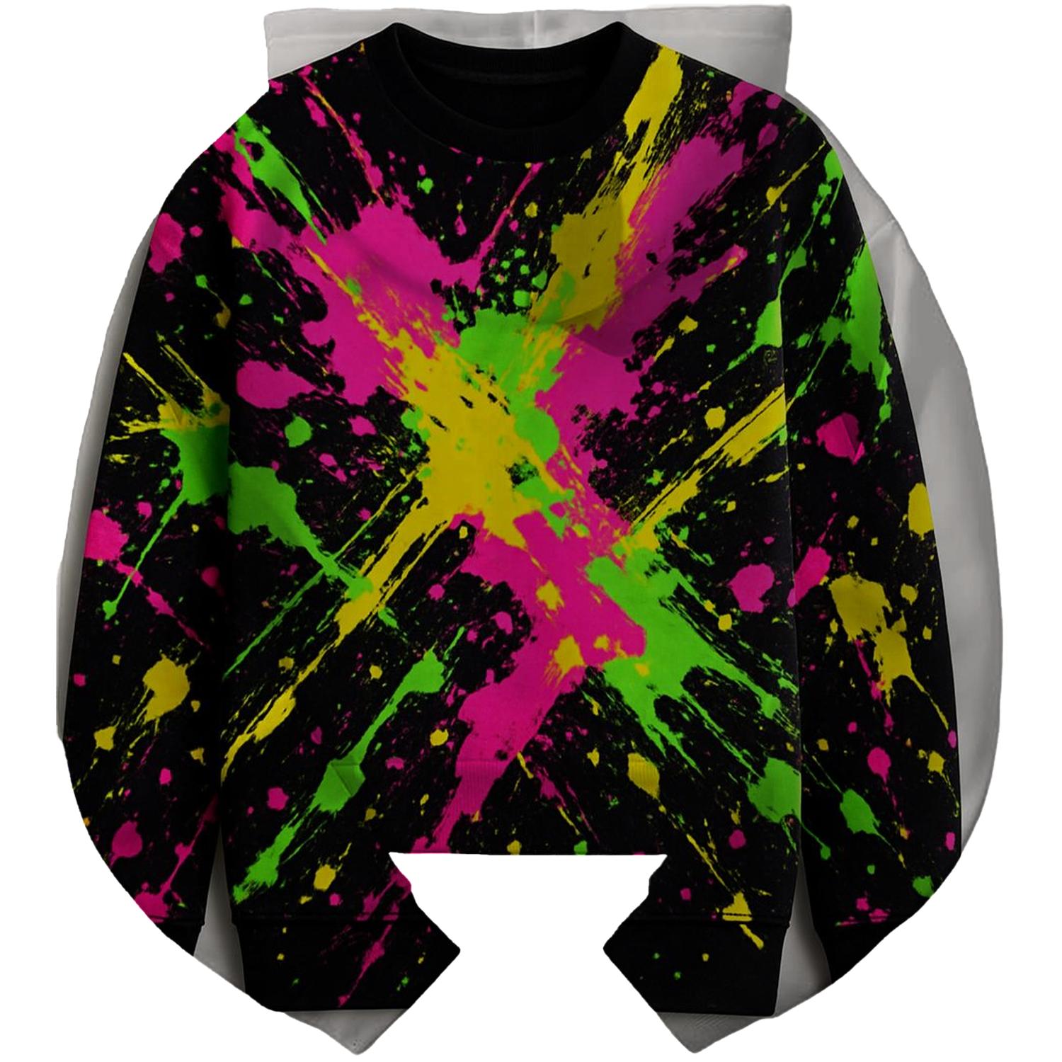 Neon Splash Cropped Hoodie