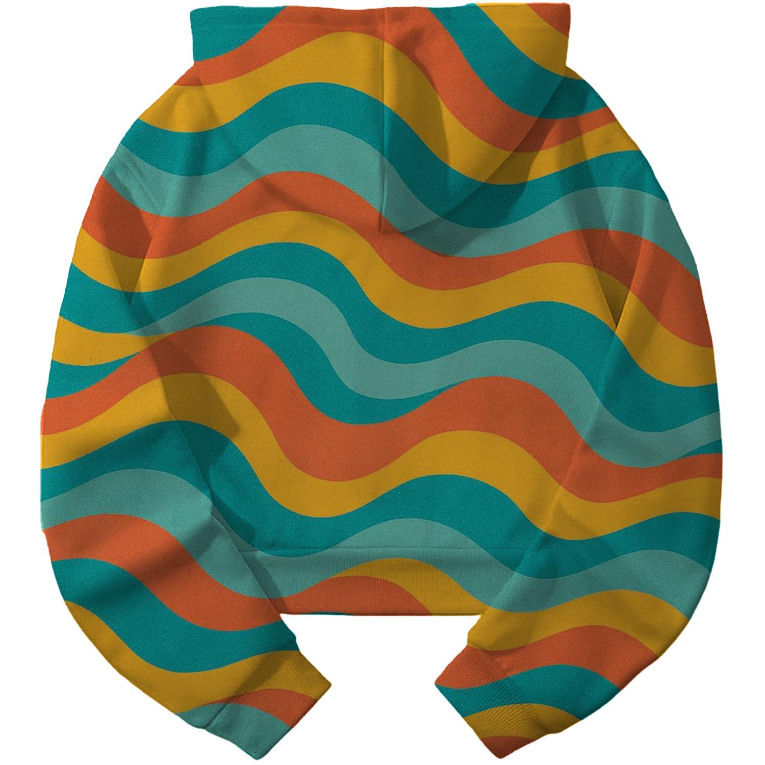 Colorful Wave Pattern Cropped Hoodie
