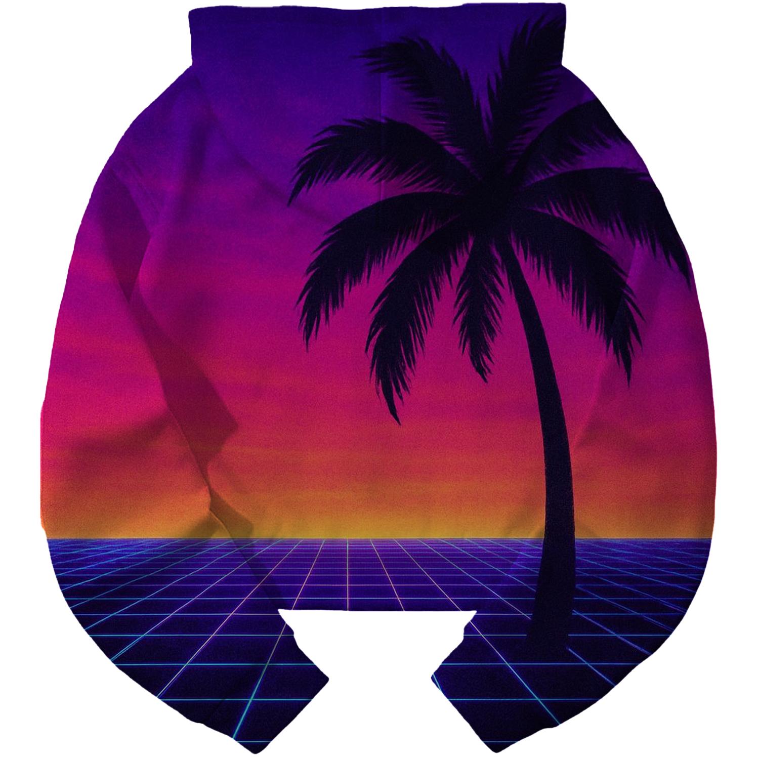 Neon Synthwave Dreams Cropped Hoodie