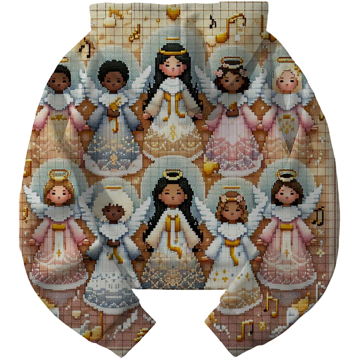 Glistening Angel Choir Design Cropped Hoodie