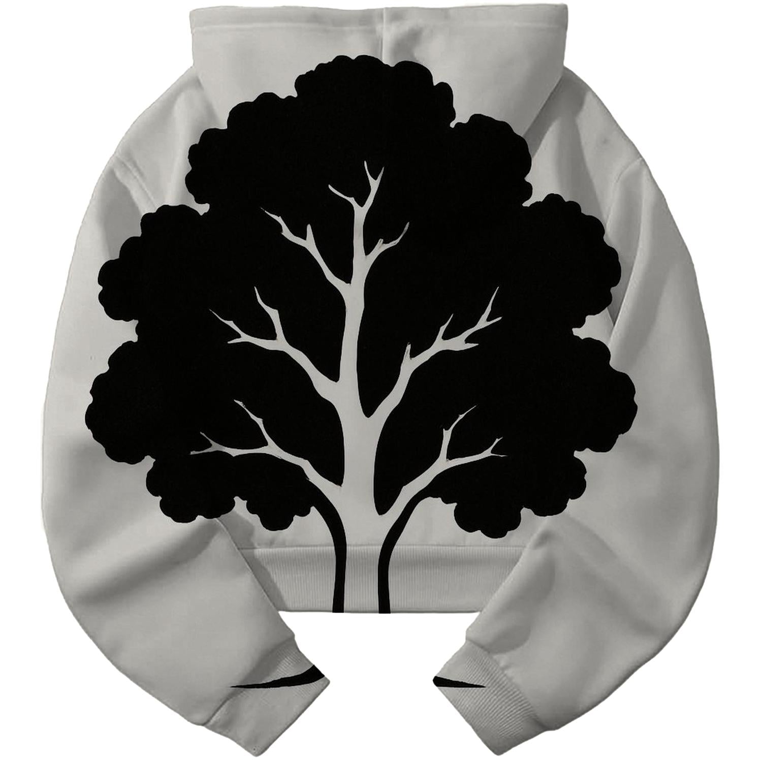 Elegant Negative Space Tree Cropped Hoodie