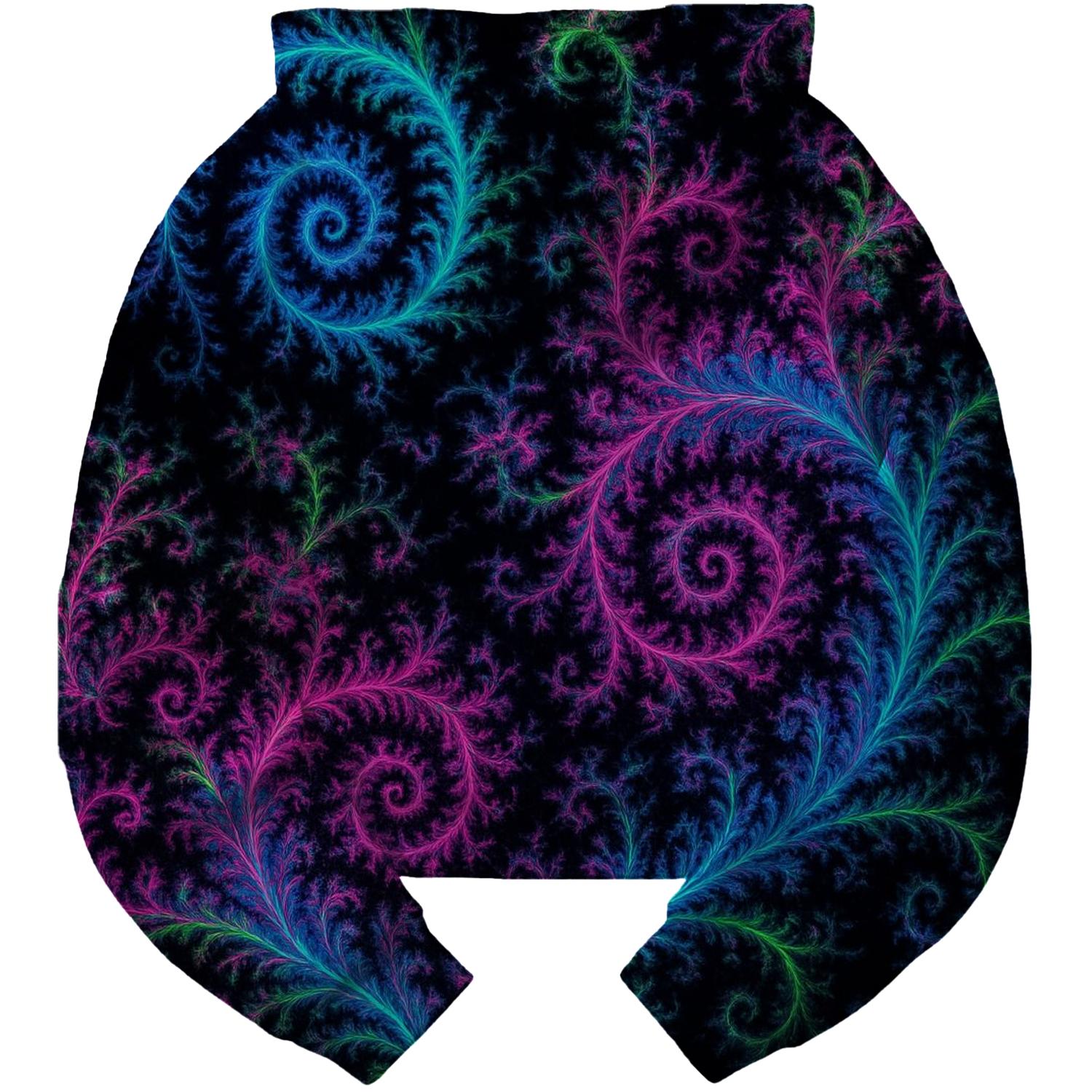 Neon Fractal Art Cropped Hoodie
