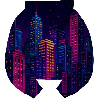 Pixelated Cityscape Cropped Hoodie