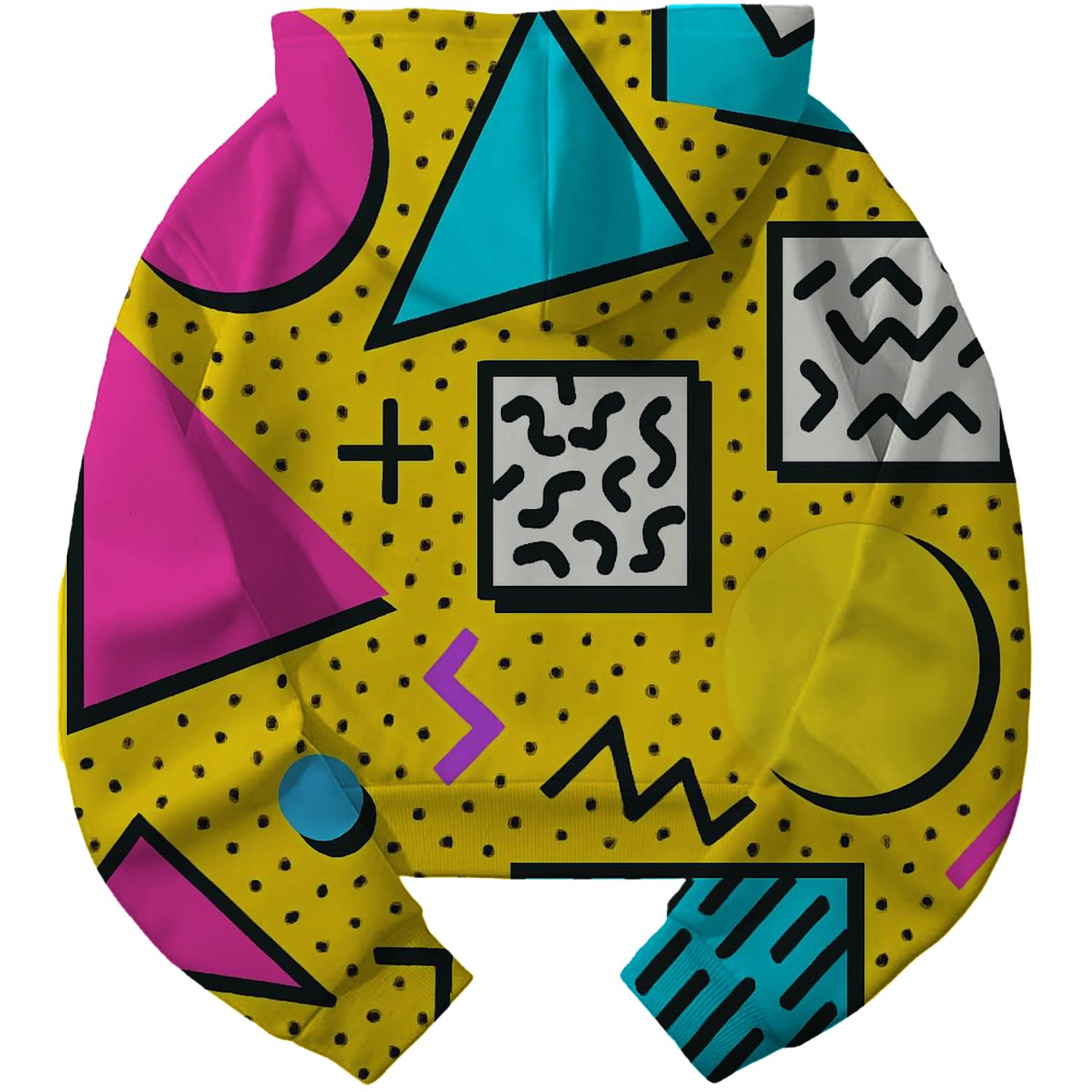 Funky 80s Patterns Cropped Hoodie