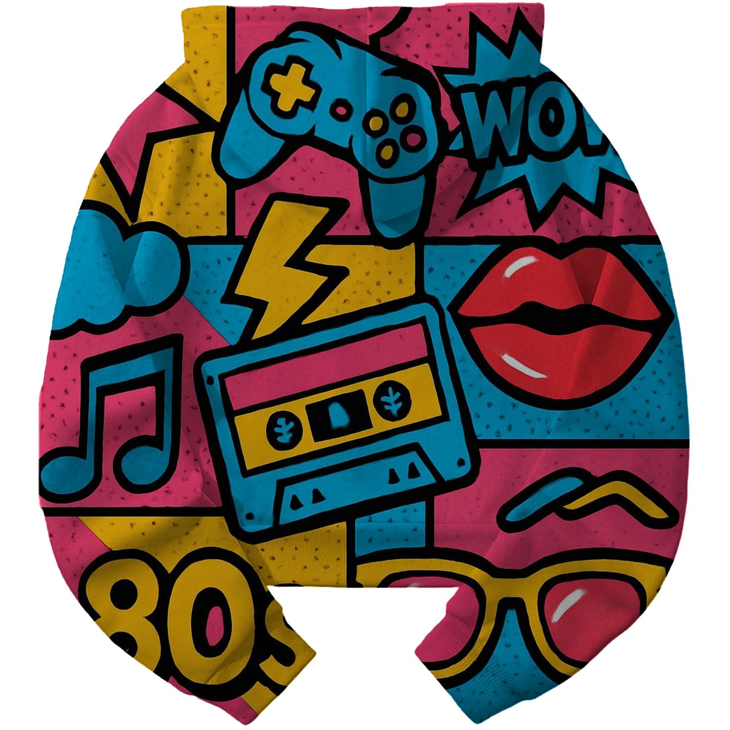 Funky 80s Pop Art Cropped Hoodie
