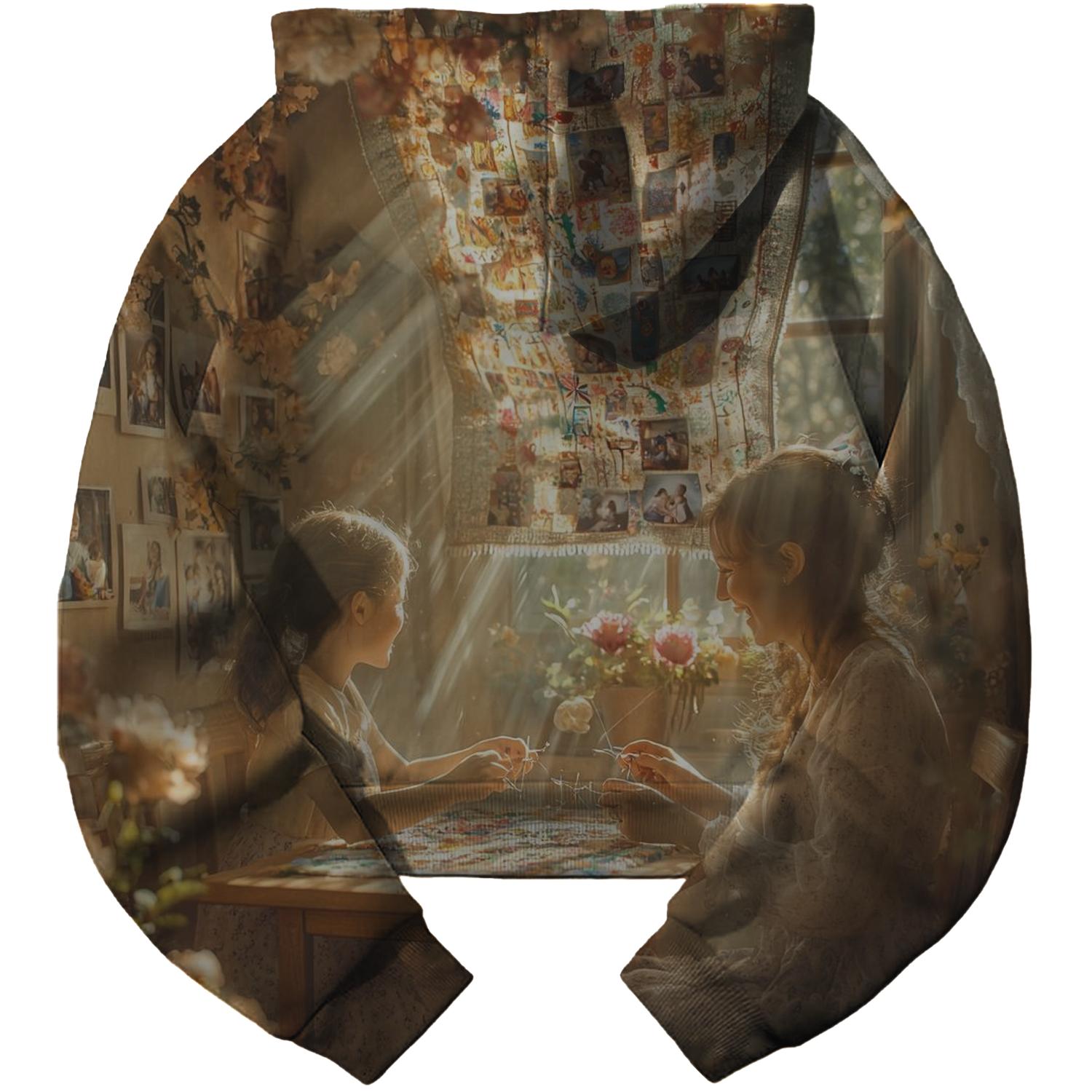 The Tapestry of Time A Mother's Love Stitched into Our Lives Cropped Hoodie