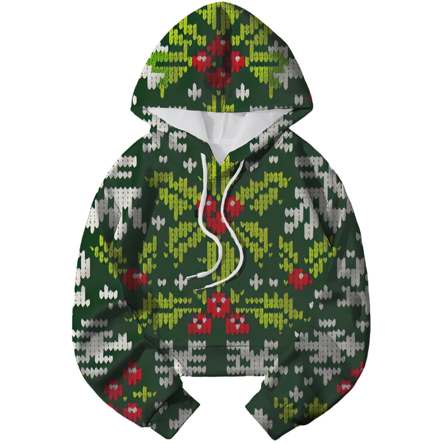 Cheerful Holly Jolly Design Cropped Hoodie
