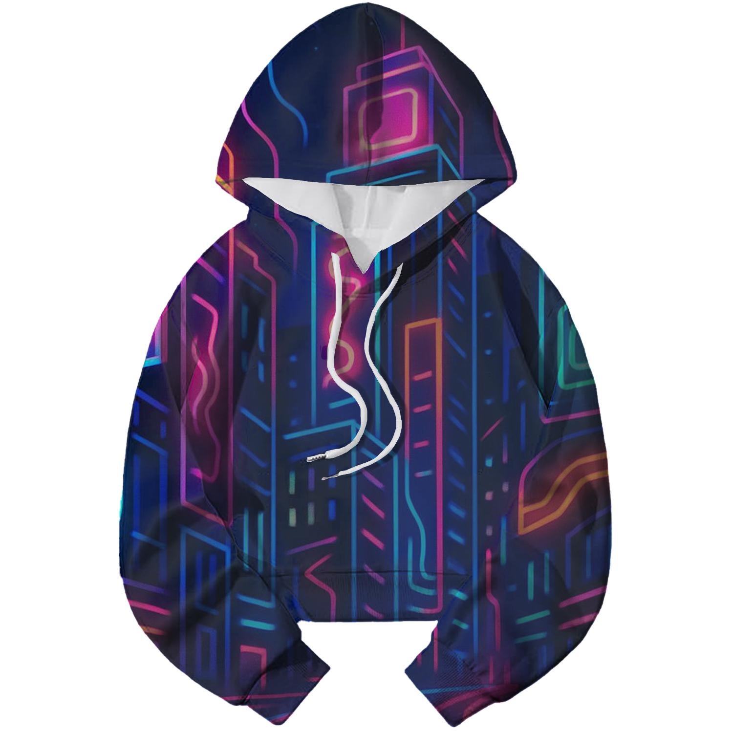 Neon City Nights Cropped Hoodie