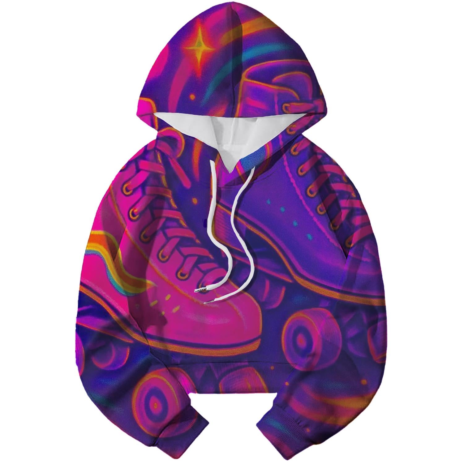 Retro Roller Skates Cropped Hoodie