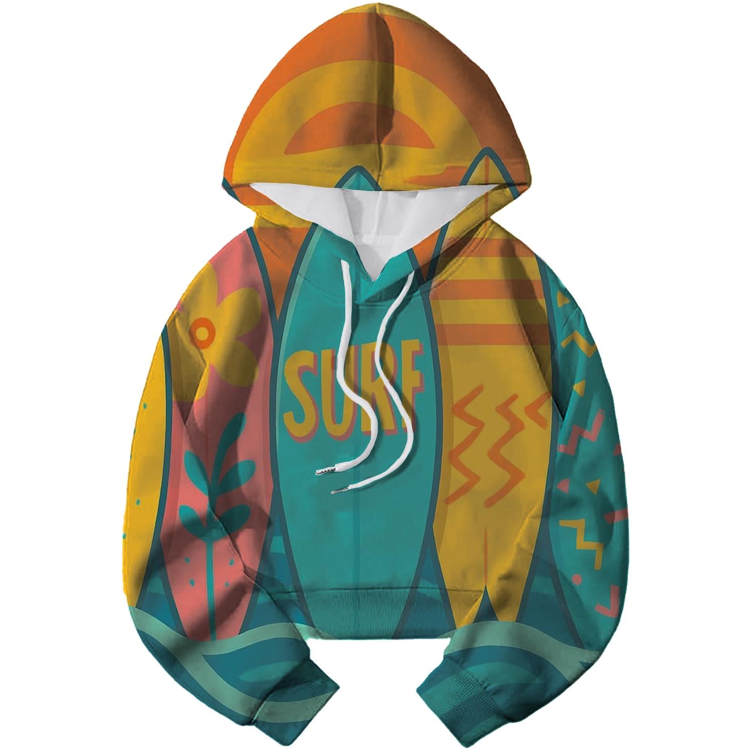 Retro Surf Culture Cropped Hoodie