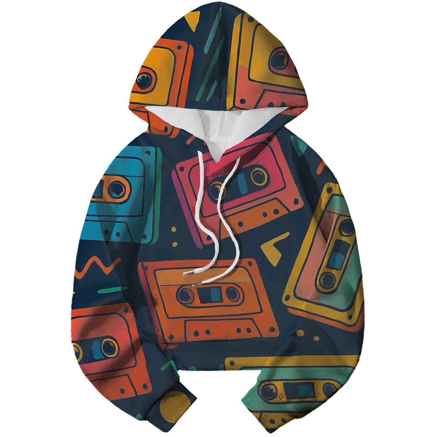 Cassette Tape Remix Cropped Hoodie