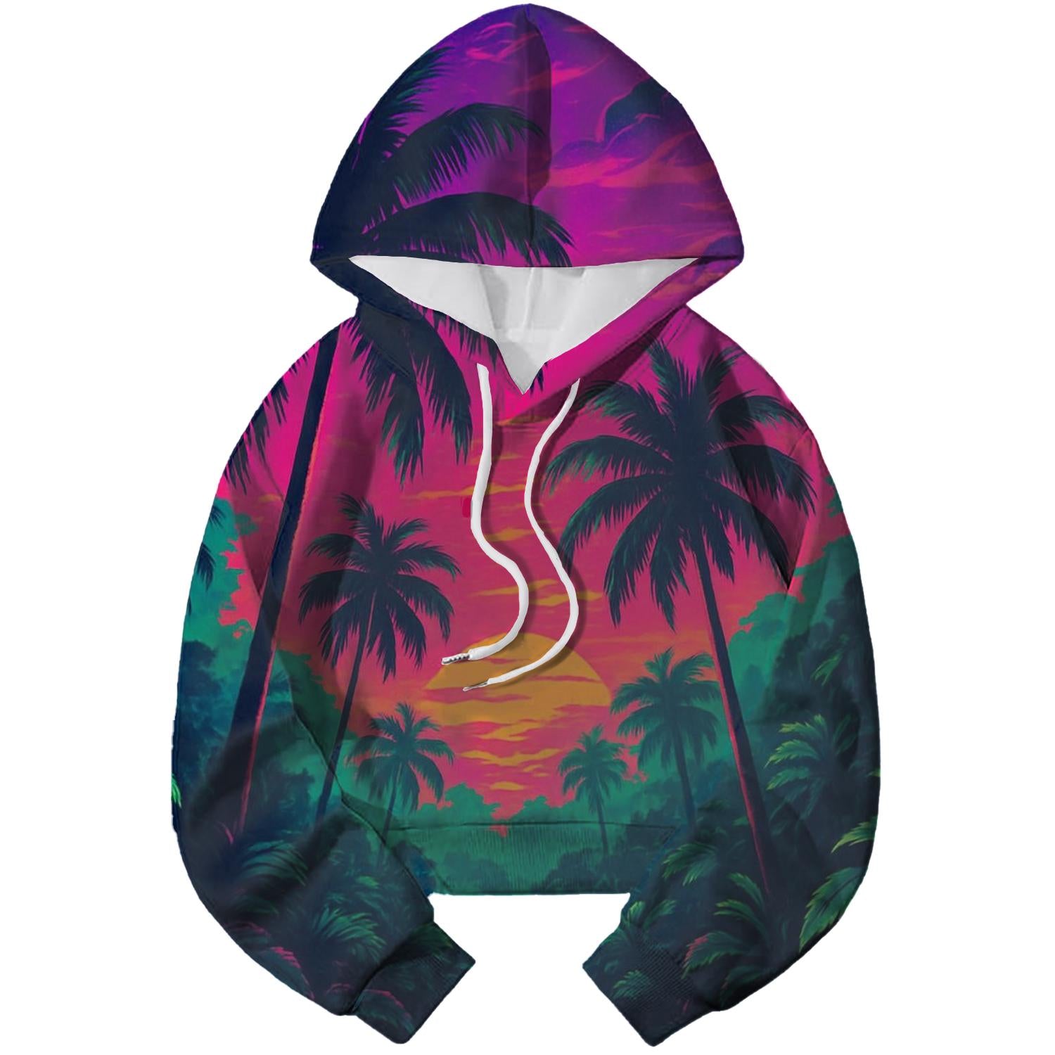 Synthwave Jungle Cropped Hoodie