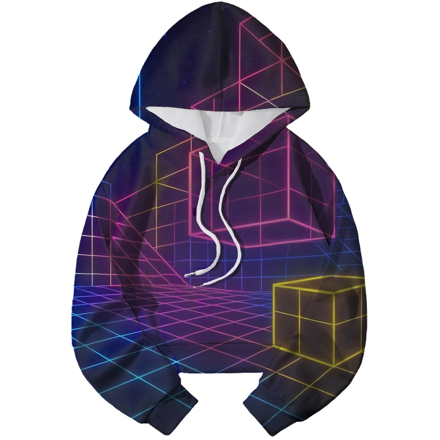 Futuristic Cyberspace Cropped Hoodie