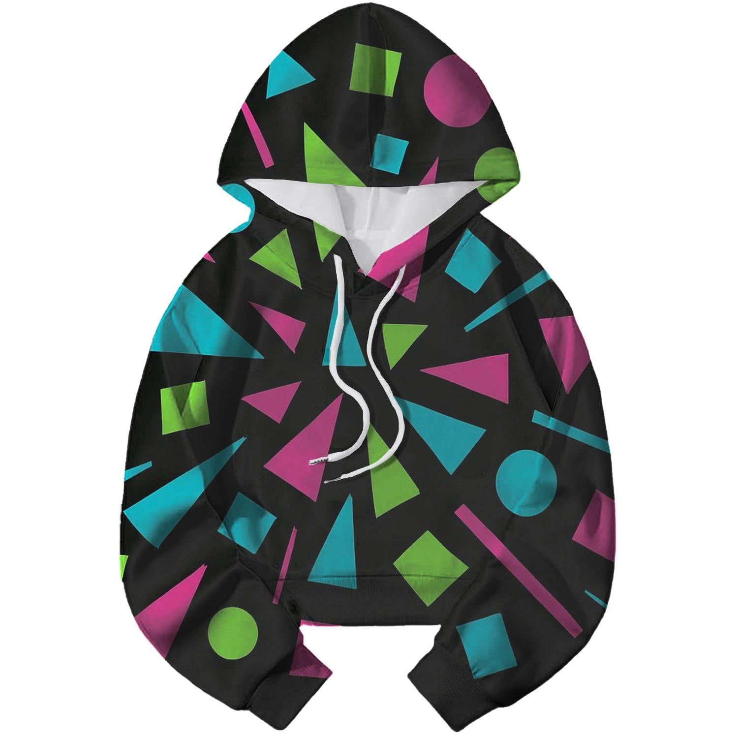 Neon Geometric Burst Cropped Hoodie