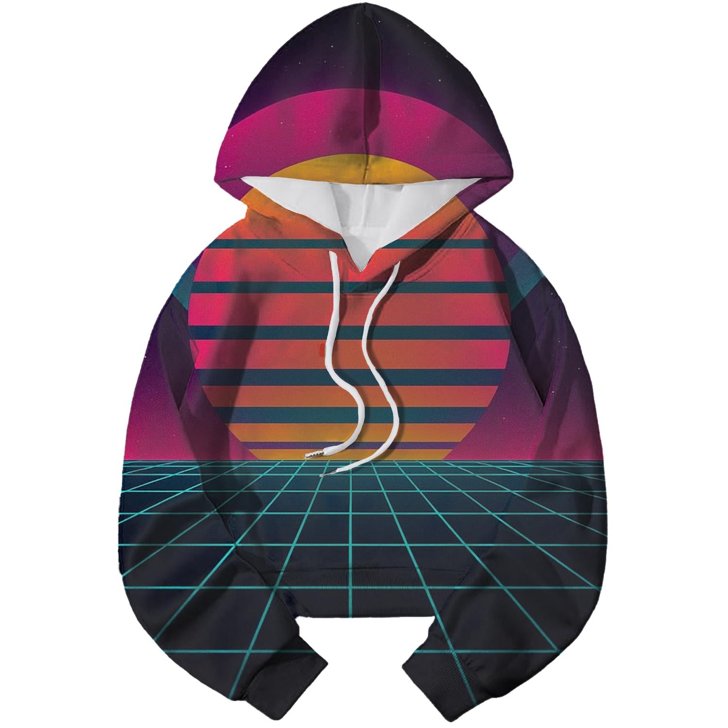 Synthwave Sunset Cropped Hoodie