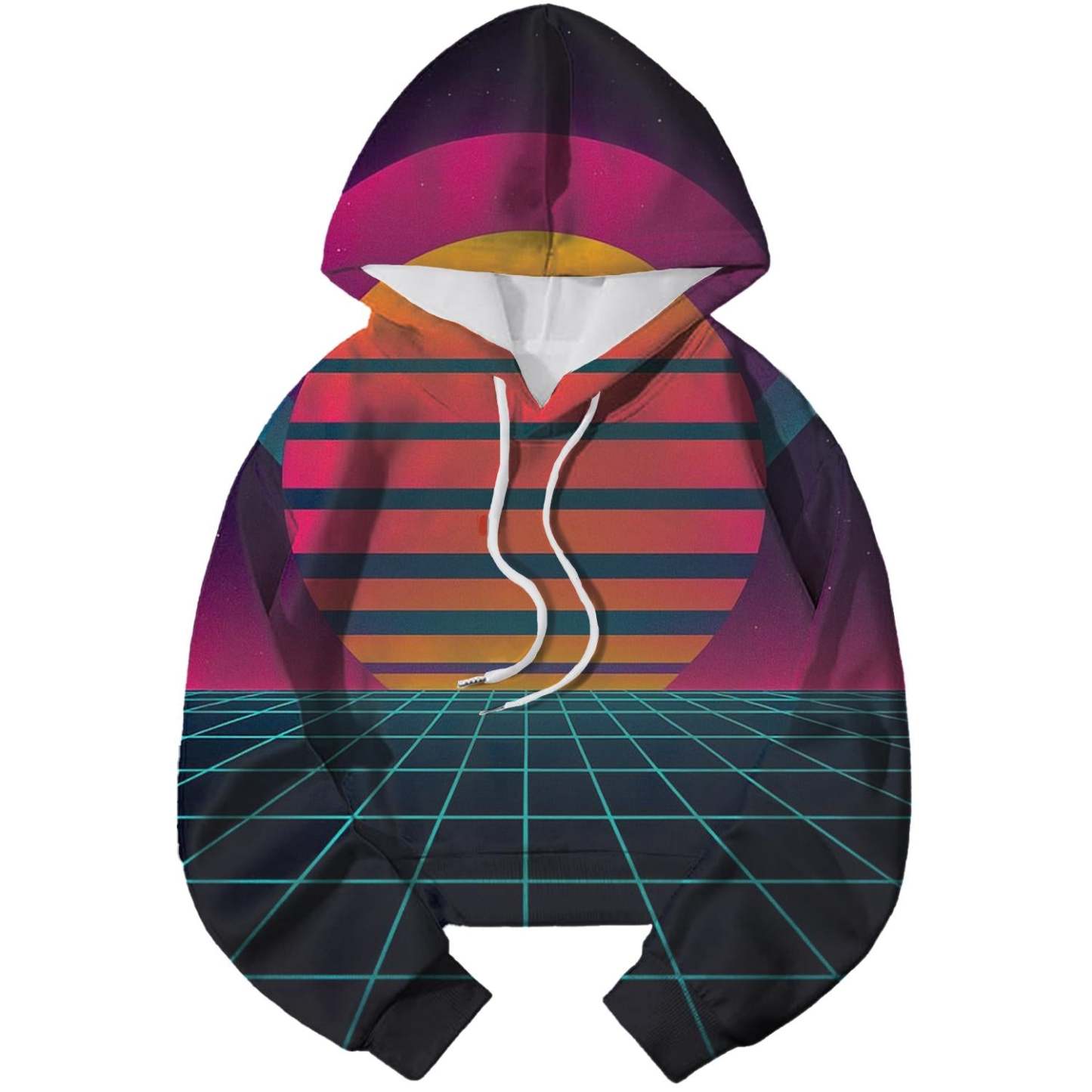 Synthwave Sunset Cropped Hoodie