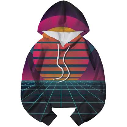 Synthwave Sunset Cropped Hoodie