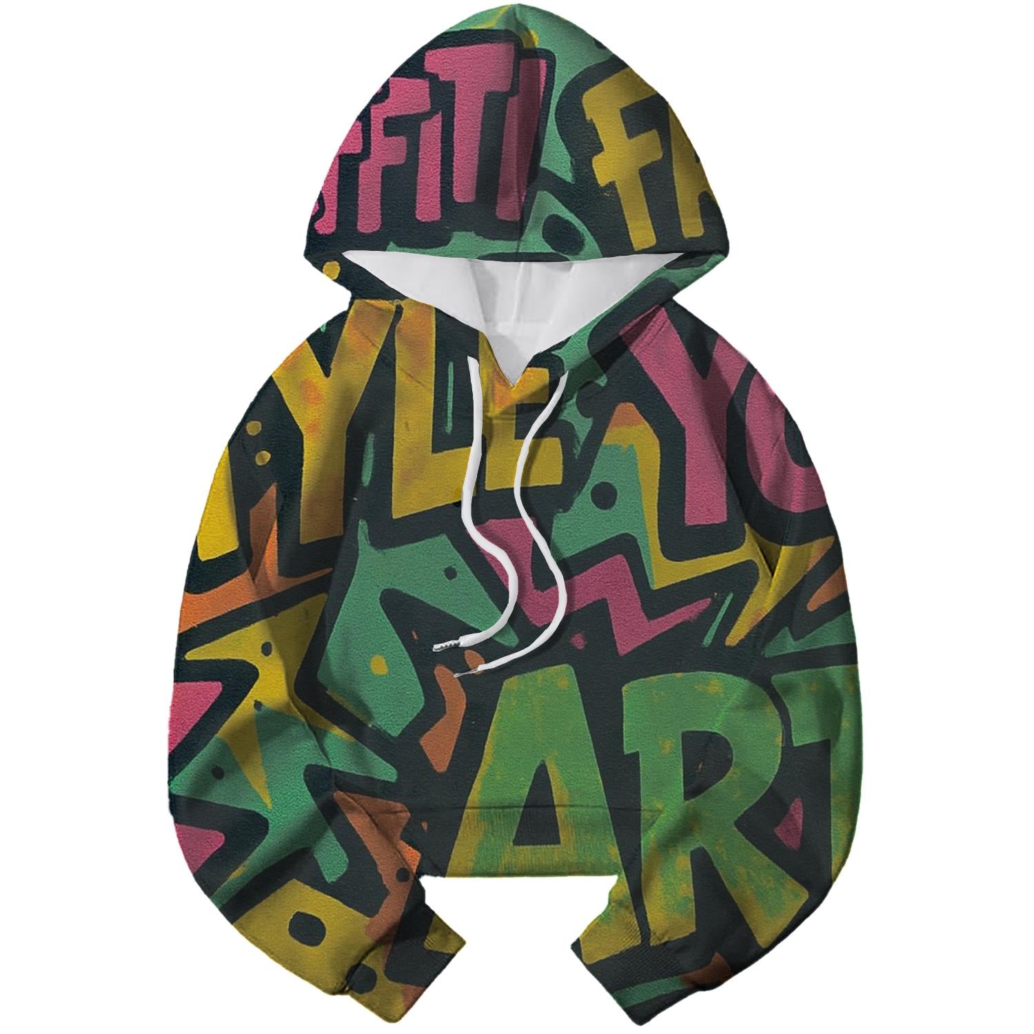 Funky 80s Graffiti Cropped Hoodie