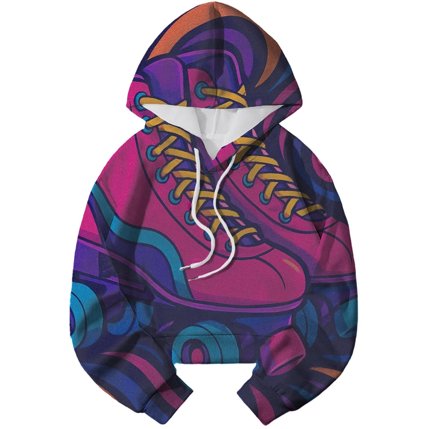 Retro Roller Skate Dreams Cropped Hoodie