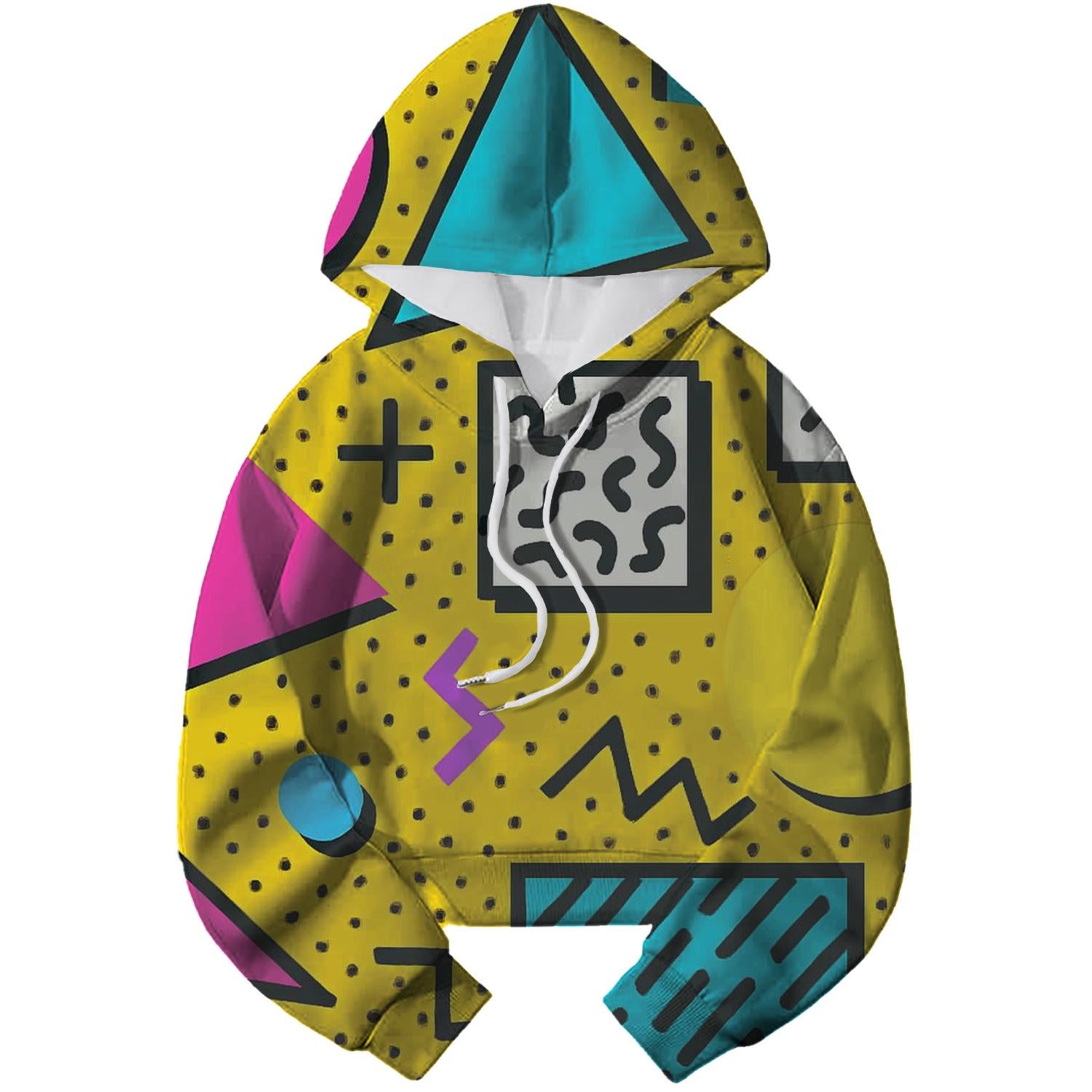 Funky 80s Patterns Cropped Hoodie