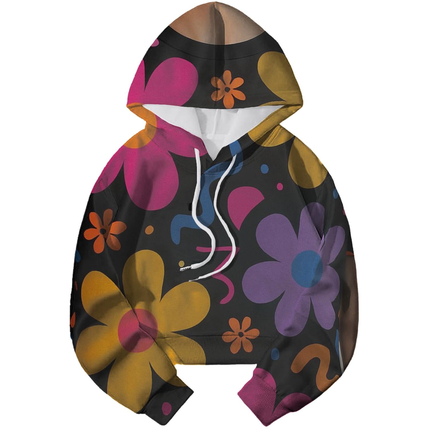 Radical Funky Flowers Cropped Hoodie