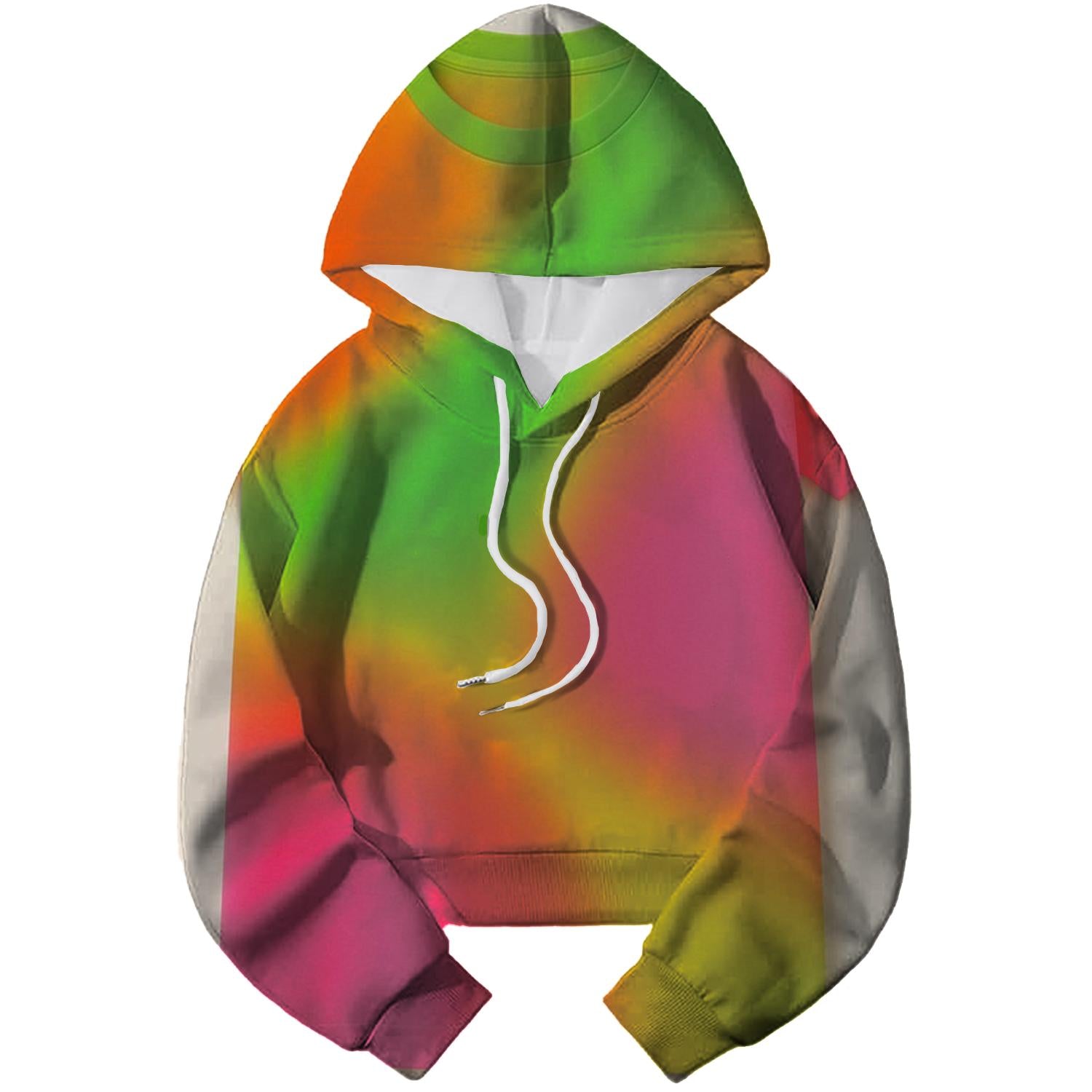 Neon Color Blocks Cropped Hoodie