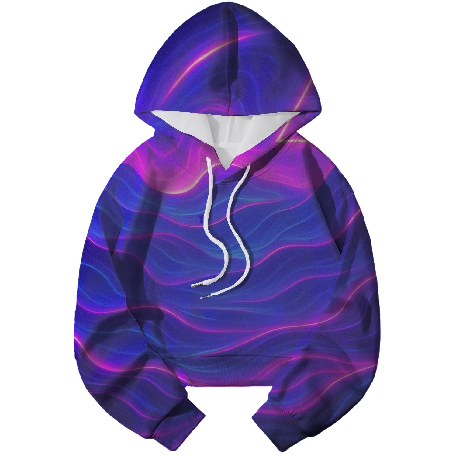 Futuristic Neon Dreamscape Cropped Hoodie
