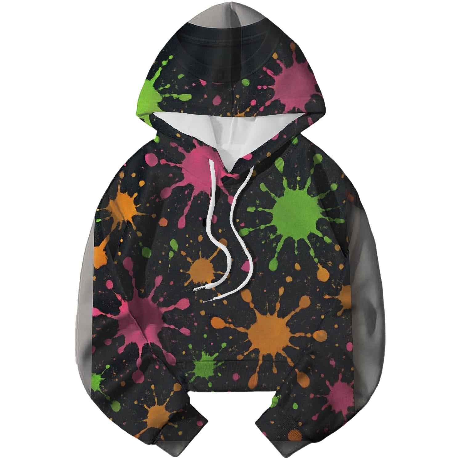 Radical Neon Splatter Cropped Hoodie