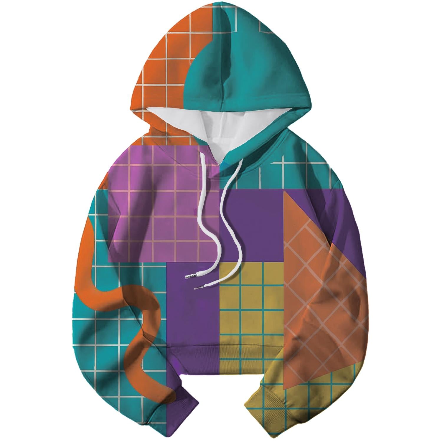Retro Grid Spectrum Cropped Hoodie