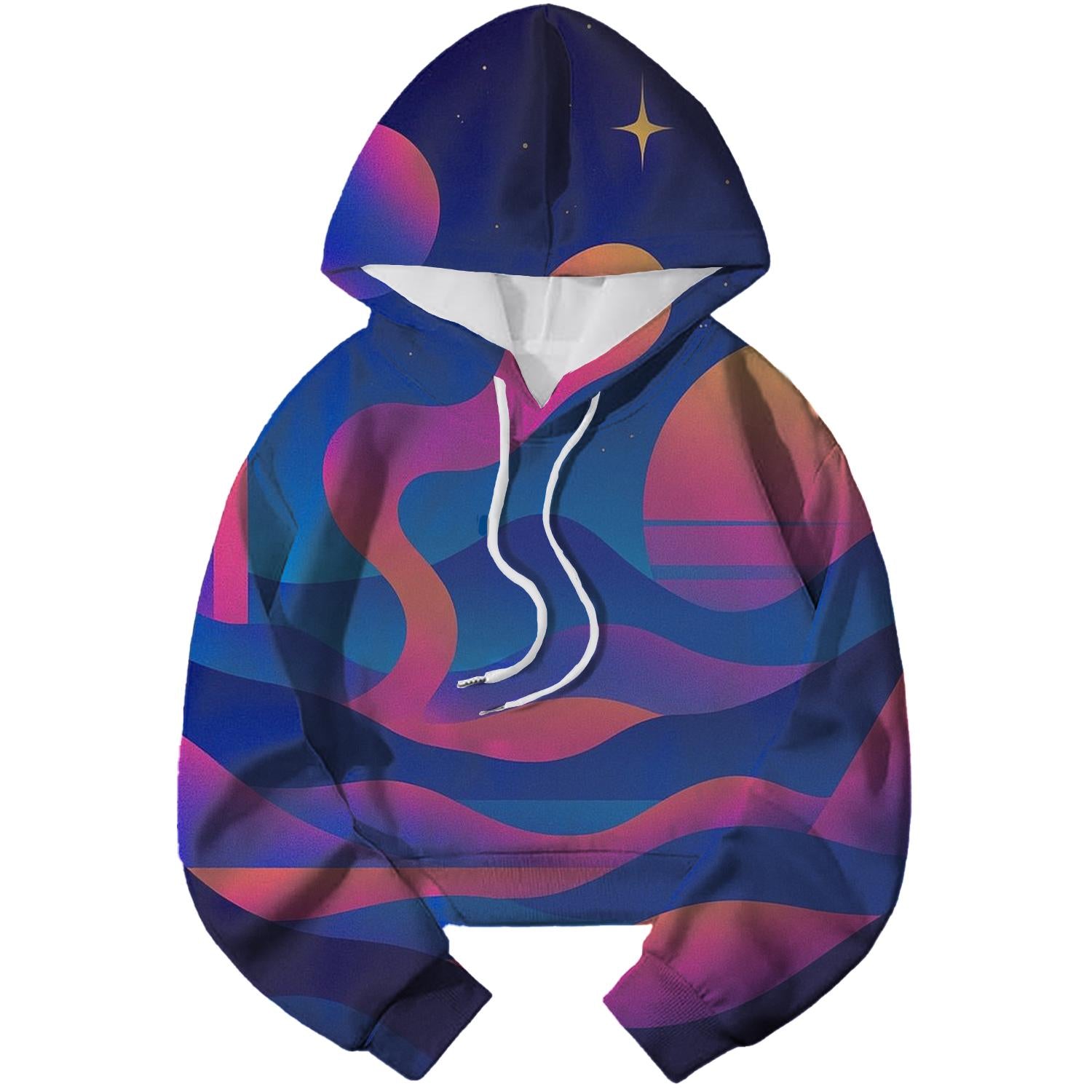 Retro Future Dreamscape Cropped Hoodie