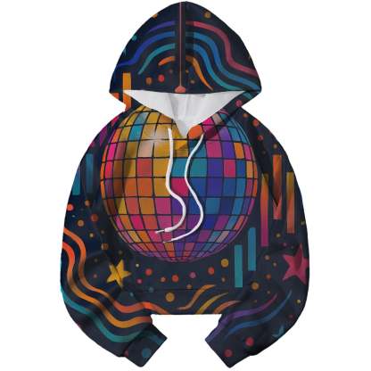 Retro Disco Ball Dreams Cropped Hoodie