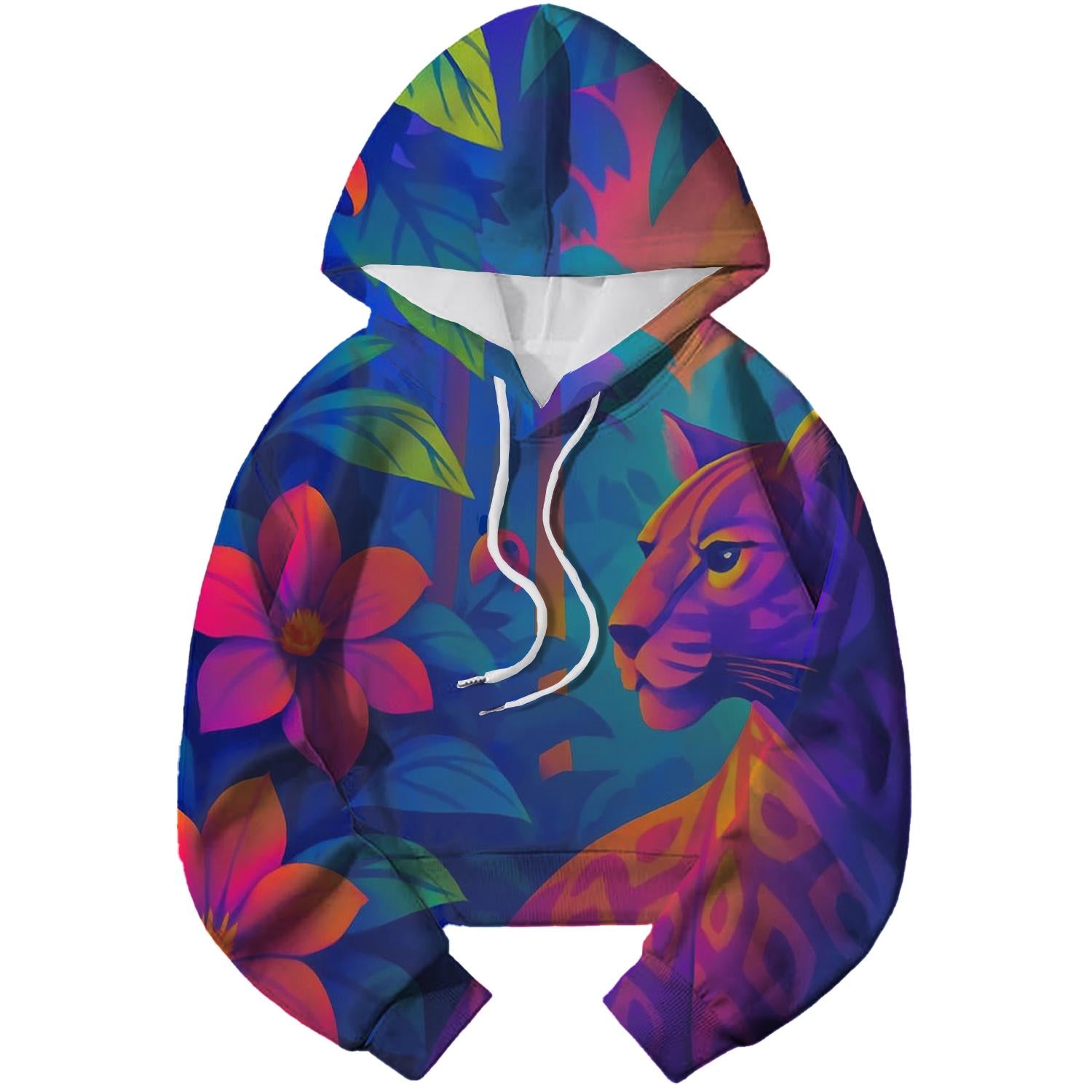 Neon Jungle Dream Cropped Hoodie