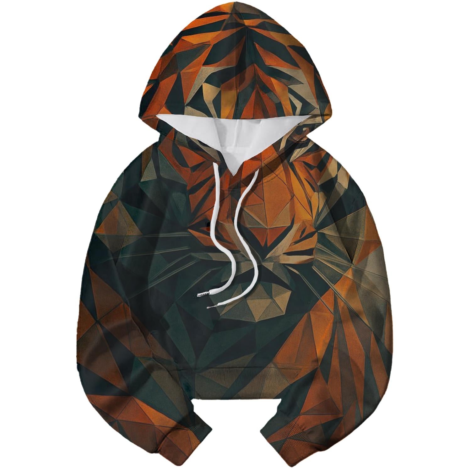Abstract Geometric Tiger Cropped Hoodie