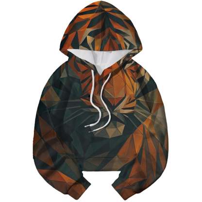 Abstract Geometric Tiger Cropped Hoodie