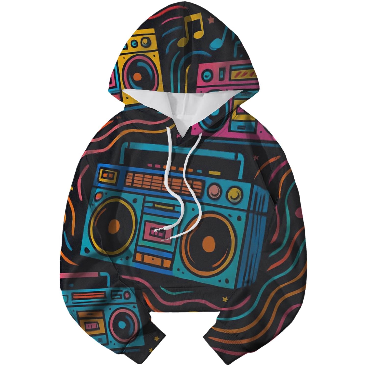 Funky Boombox Groove Cropped Hoodie