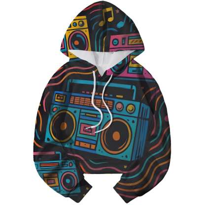 Funky Boombox Groove Cropped Hoodie