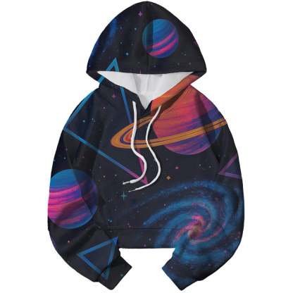 Cosmic Retro Space Cropped Hoodie