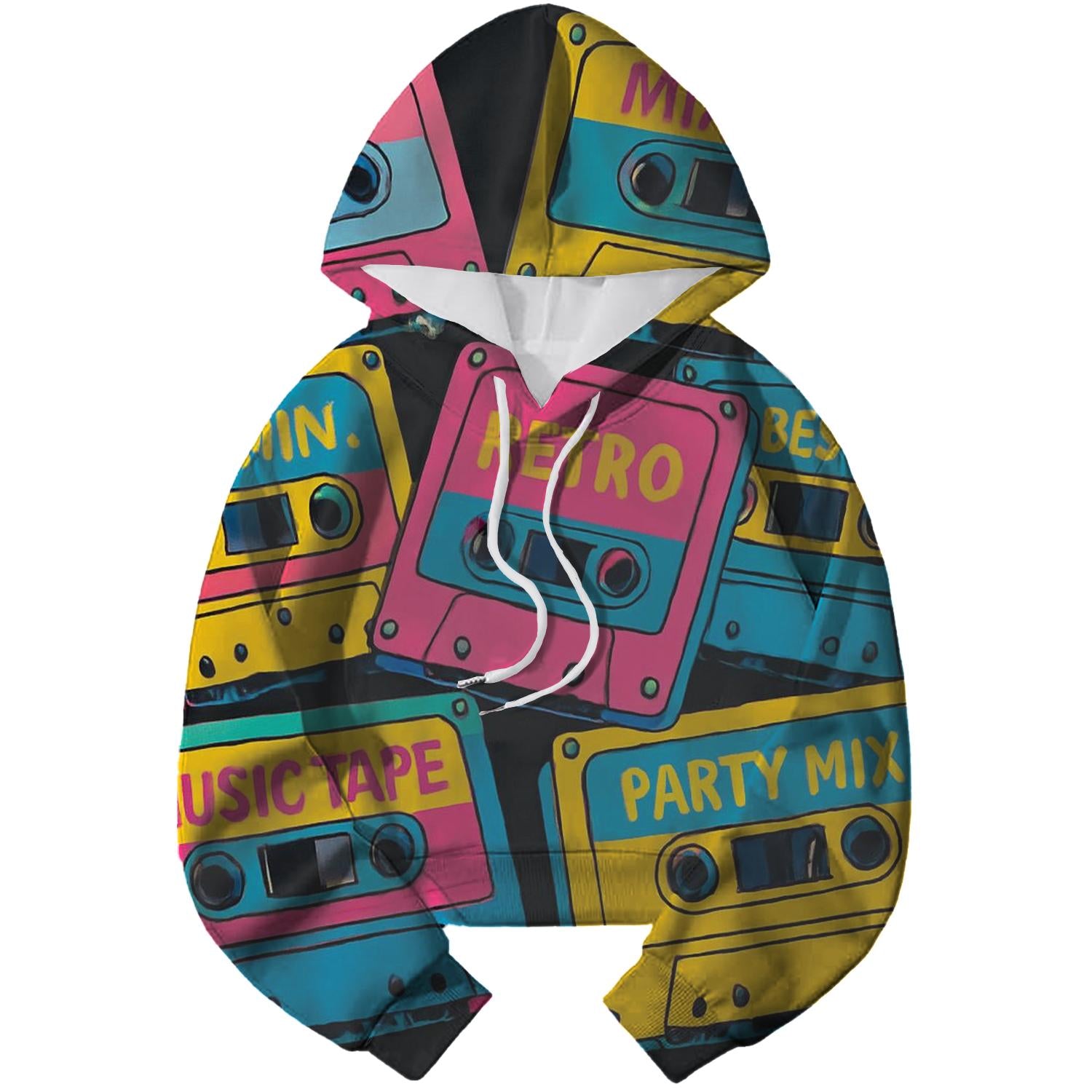 Cassette Tape Vibes Cropped Hoodie
