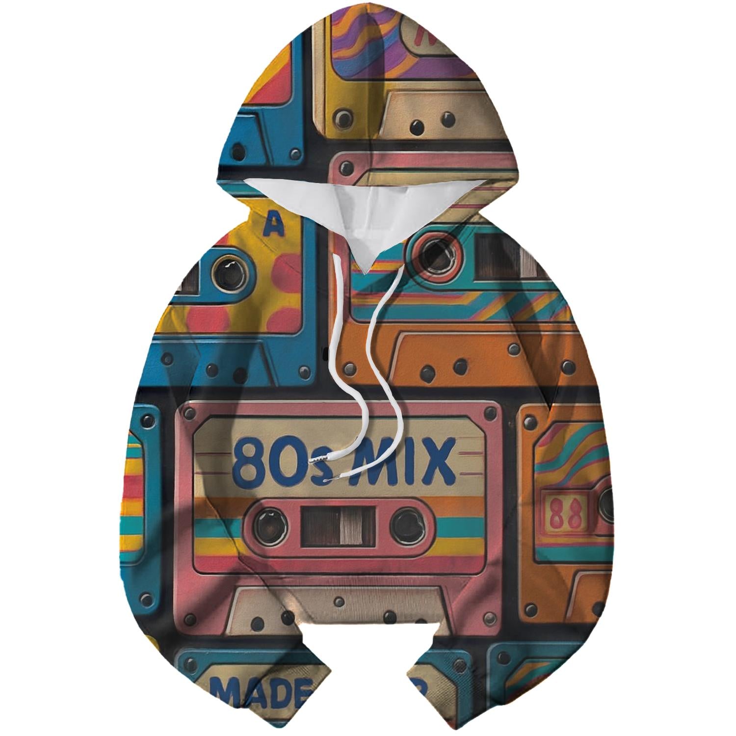 Cassette Tape Collage Cropped Hoodie