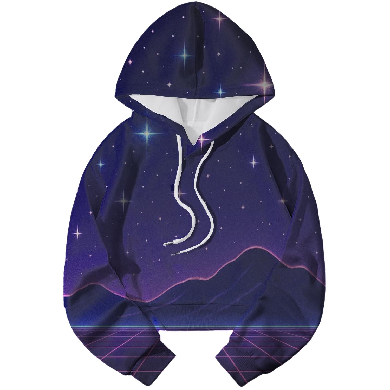 Synthwave Night Sky Cropped Hoodie