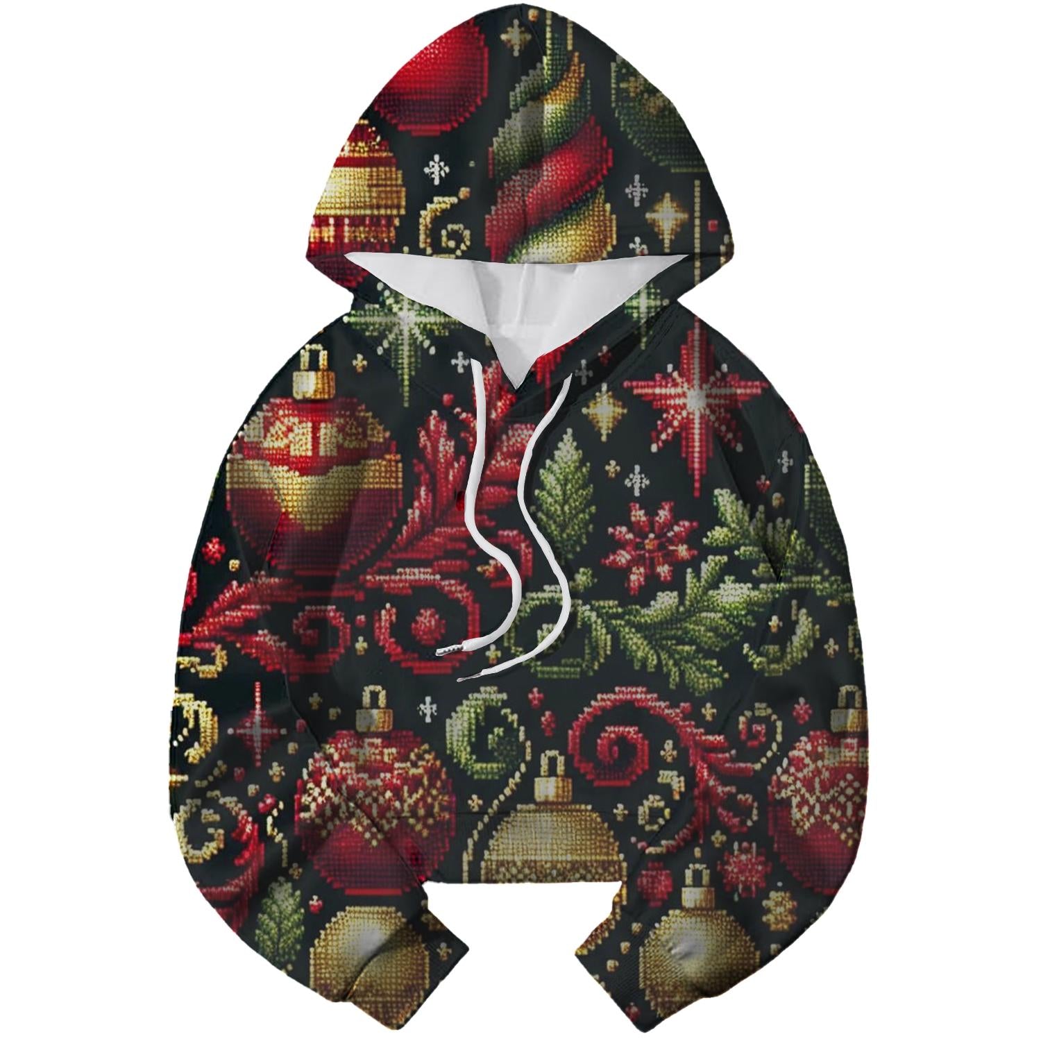Twinkling Ornament Wonderland Design Cropped Hoodie