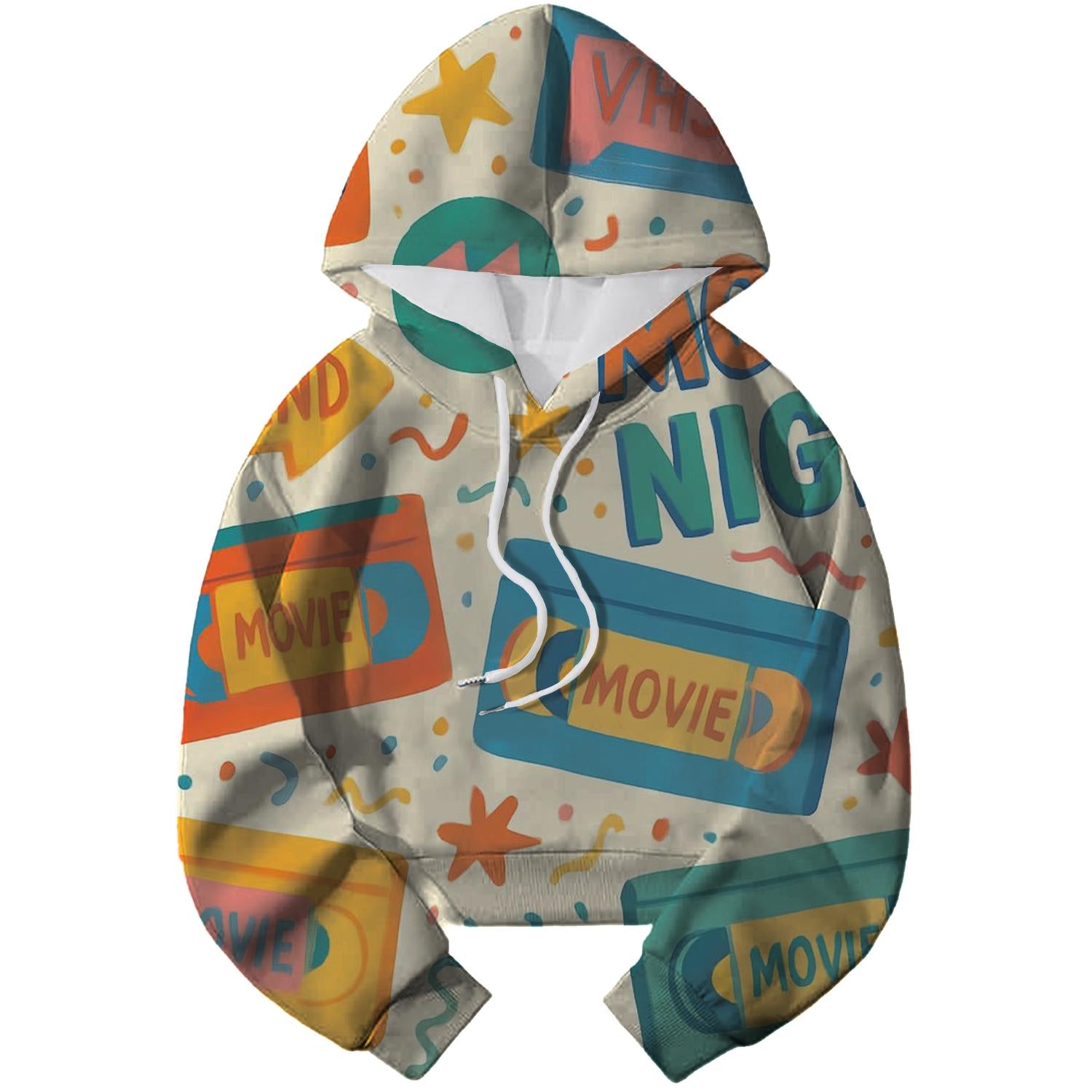 VHS Rewind Dreams Cropped Hoodie