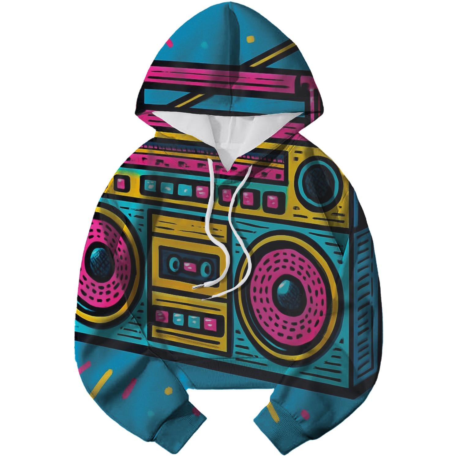 Boom Box Throwback Cropped Hoodie