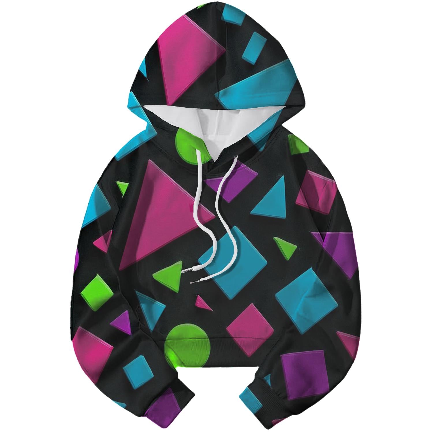 Neon Geometric Explosion Cropped Hoodie