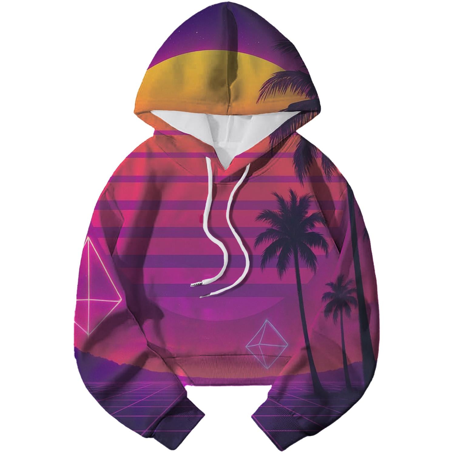 Synthwave Paradise Cropped Hoodie