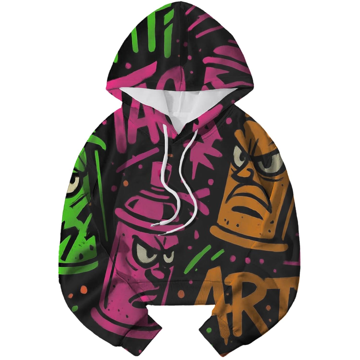 Graffiti Retro Chic Cropped Hoodie